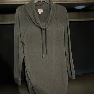 Cowl neck maternity sweatshirt.
